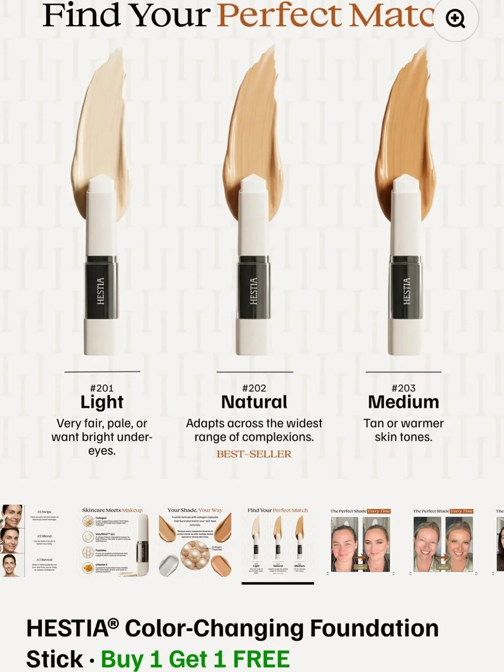 Color-Changing Foundation Stick — Light, Natural, Medium Shades